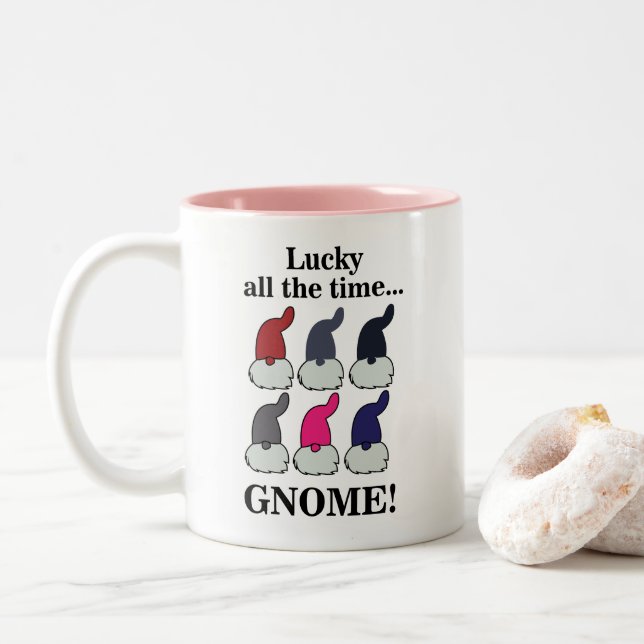 Taza Bicolor Christmas Gnomes Xmas Lucky (Con donut)