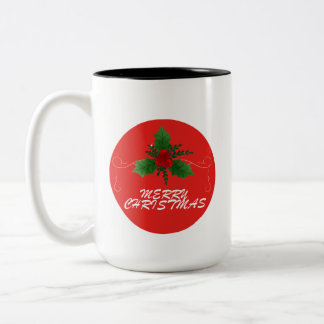 Taza Bicolor Christmas Mug – Merry Christmas Holly Design | Fes