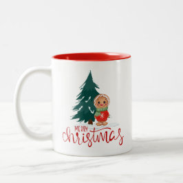 Taza Bicolor Christmas Tree Gingerbread Holiday Mug 