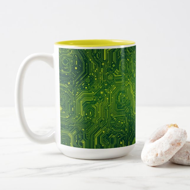 Taza Bicolor Cibernatura de Greenish (Con donut)