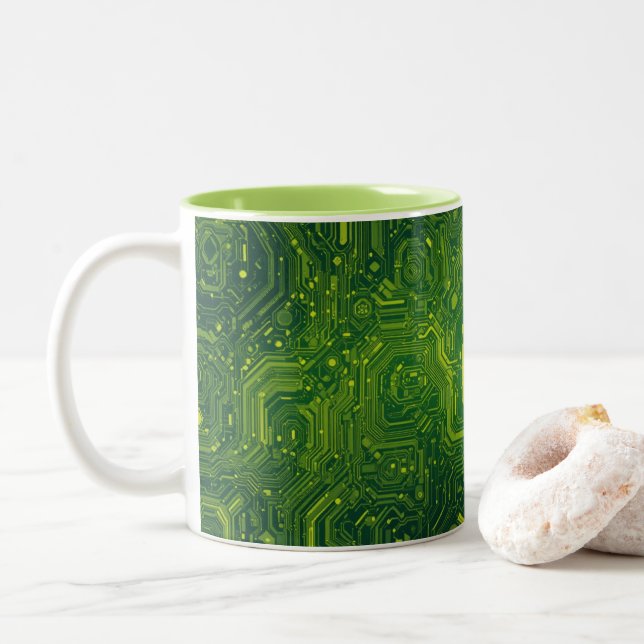 Taza Bicolor Cibernatura de Greenish (Con donut)