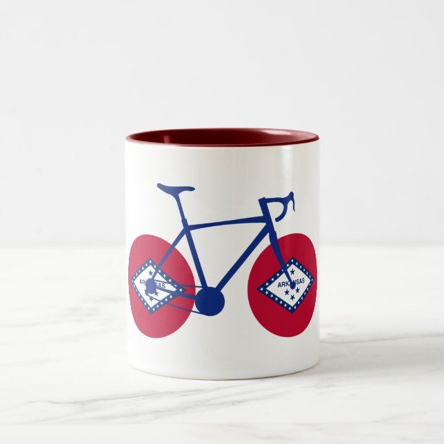 Taza Bicolor Ciclismo con bandera de Arkansas (Centro)