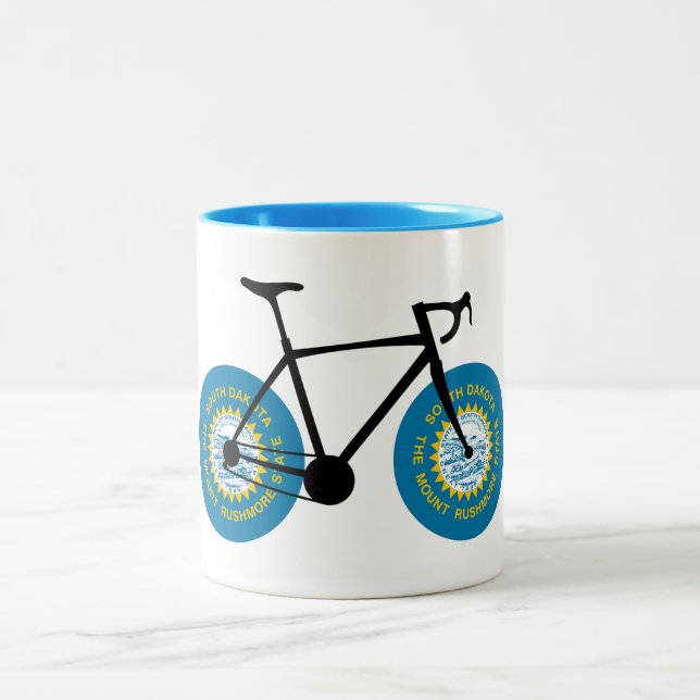 Taza Bicolor Ciclismo con bandera de Dakota del Sur (Centro)