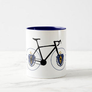 Taza Bicolor Ciclismo con bandera de Massachusetts