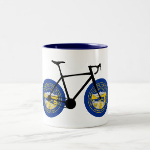 Taza Bicolor Ciclismo con bandera de Nebraska