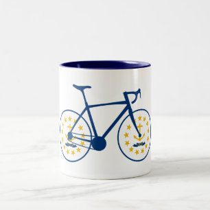 Taza Bicolor Ciclismo con bandera de Rhode Island