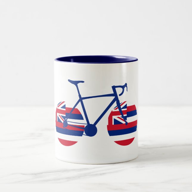 Taza Bicolor Ciclismo con bandera hawaiana (Centro)