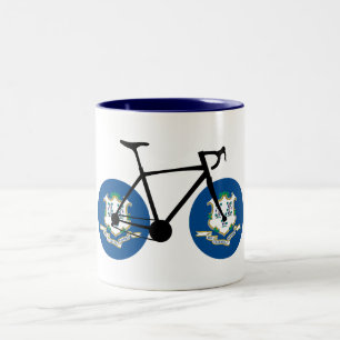 Taza Bicolor Ciclismo con la bandera de Connecticut