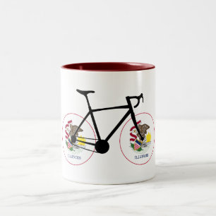 Taza Bicolor Ciclismo con la bandera de Illinois