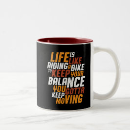 Taza Bicolor Ciclismo inspirador cita la vida como andar en bic