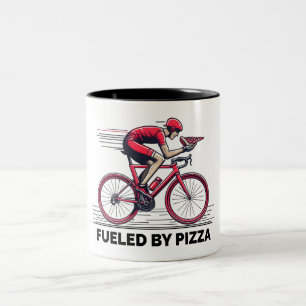Taza Bicolor Ciclista alimentado por pizza