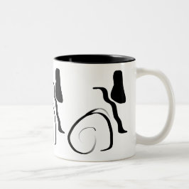 Taza Bicolor Ciclo de giro: Blanco y negro abstracto