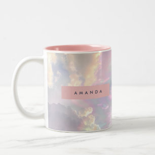 Taza Bicolor Cielo de Nube Pastel Iridescente Personalizado