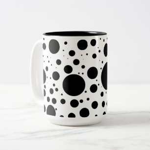 Taza Bicolor Cientos de puntos y círculos negros de diferentes 