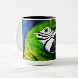 Taza Bicolor Cierre de loro generado por IA Cute