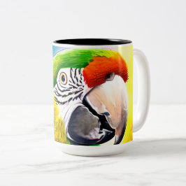 Taza Bicolor Cierre de loro generado por IA Cute