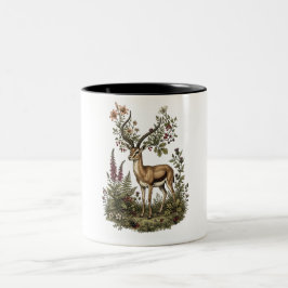 Taza Bicolor Ciervo con Flor Silvestre