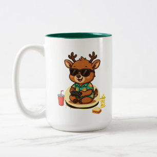Taza Bicolor Ciervo Gamer Divertido Gafas de Sol Amante de Snac