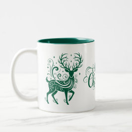 Taza Bicolor Ciervo Navideño