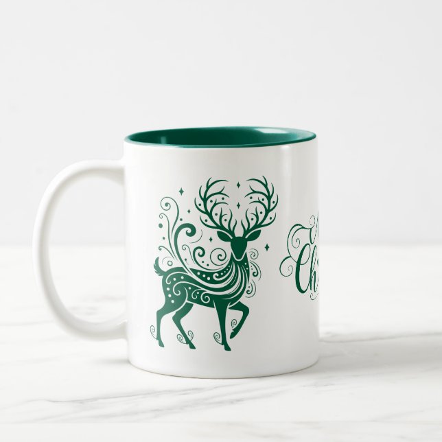 Taza Bicolor Ciervo Navideño (Izquierda)