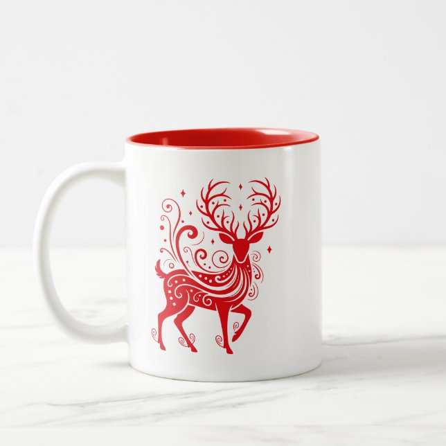 Taza Bicolor Ciervo Navideño (Izquierda)