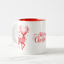 Taza Bicolor Ciervo Navideño
