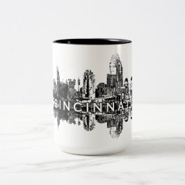 Taza Bicolor Cincinnati, el horizonte de Ohio en negro