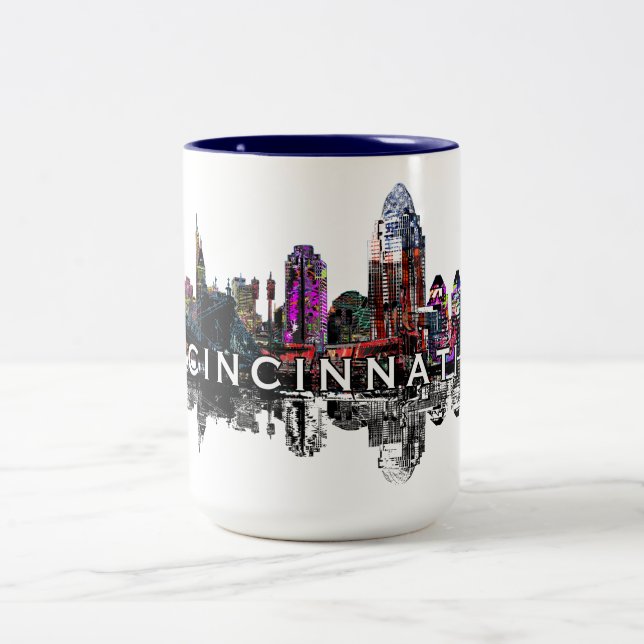 Taza Bicolor Cincinnati, Ohio en graffiti (Centro)