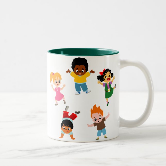 Taza Bicolor Cinco niños Personalizado Mug (Derecha)