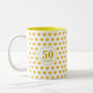 Taza Bicolor Cincuenta moderno y fabuloso con puntos de oro sob