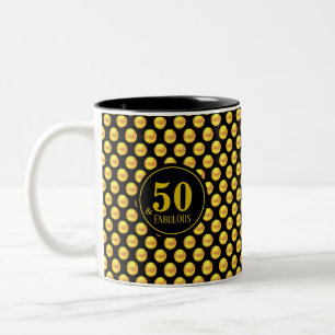 Taza Bicolor Cincuenta y fabuloso moderno con puntos dorados so