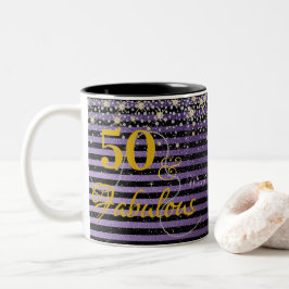 Taza Bicolor Cincuenta y fabulosos Diamantes Púrpura Cumpleaños