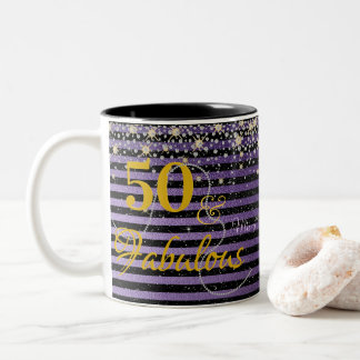 Taza Bicolor Cincuenta y fabulosos Diamantes Púrpura Cumpleaños
