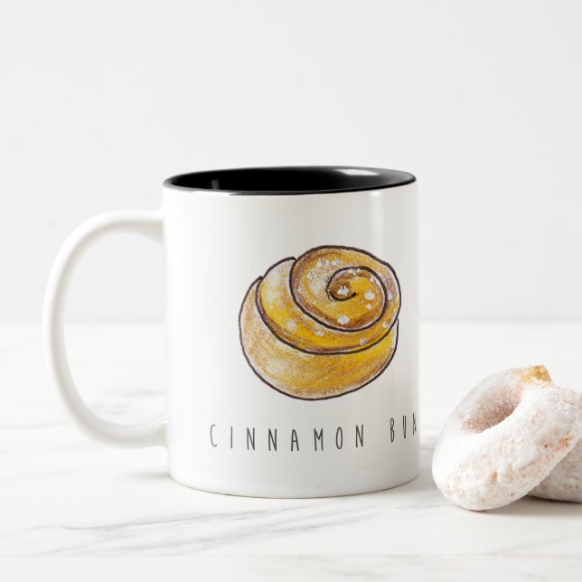 Taza Bicolor Cinnamon Buns Cinnamon Rolls Coffee Fika (Con donut)