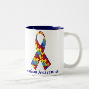 Taza Bicolor Cinta de la conciencia del autismo