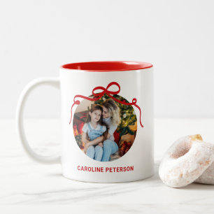 Taza Bicolor Cinta de lazo coqueta roja linda regalo de foto pe