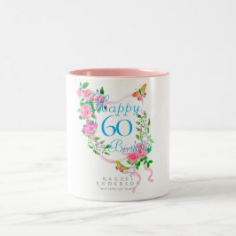 Taza Bicolor Cinta de Rosa Rosa Cumpleaños 60