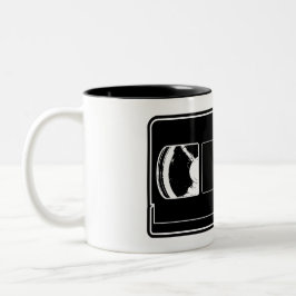 Taza Bicolor Cinta de Video Deteriorada Vintage Sé Bueno Rebobi