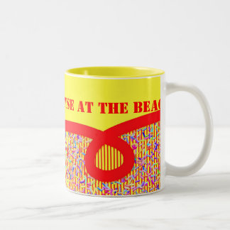 Taza Bicolor Cinta roja y Personalizado de espolvorines de cara
