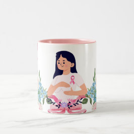 Taza Bicolor Cinta rosa para la toma de conciencia sobre el cán