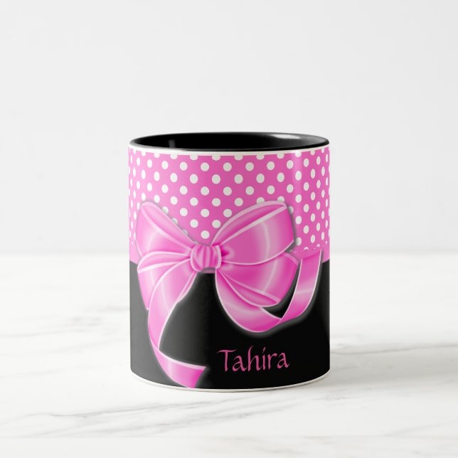 Taza Bicolor Cinta rosa y puntos de polka (Centro)
