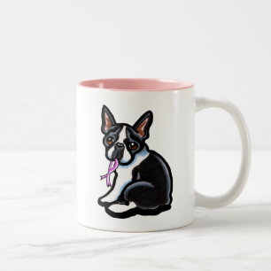 Taza Bicolor Cinta rosada Boston Terrier
