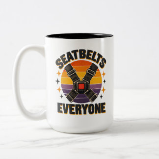Taza Bicolor Cinturones de seguridad para todos Advertencia de