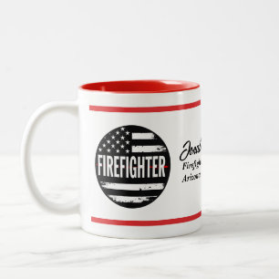 Taza Bicolor Círculo de Bombero Bandera de EE. UU. Con Línea Ro