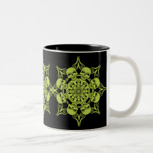 Taza Bicolor Círculo de cráneo verde