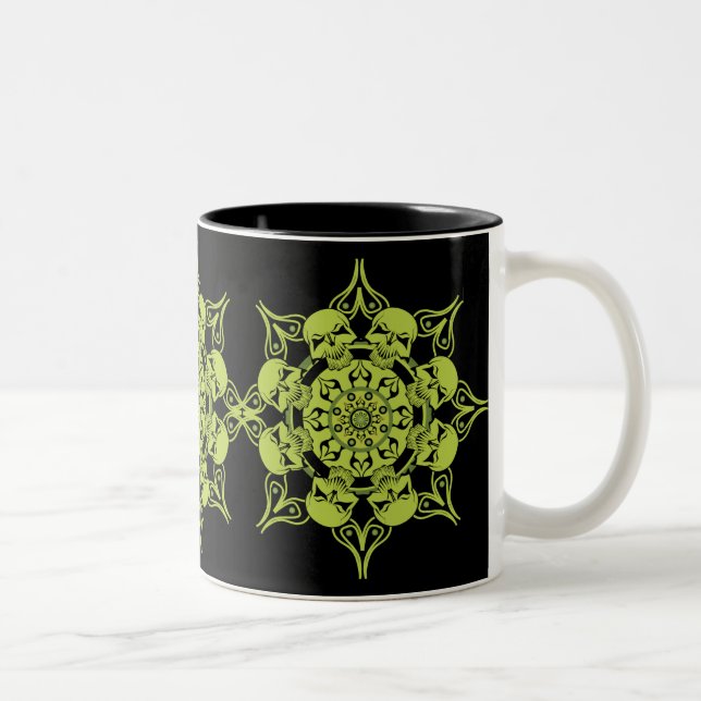 Taza Bicolor Círculo de cráneo verde (Derecha)
