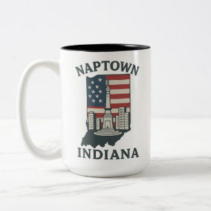 Taza Bicolor Círculo del Monumento de Naptown Indiana