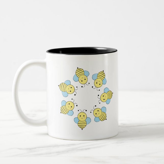 Taza Bicolor Círculo lindo de abejas (Izquierda)