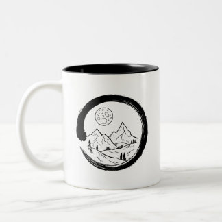 Taza Bicolor Círculo zen y montañas