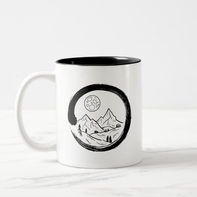 Taza Bicolor Círculo zen y montañas (Izquierda)